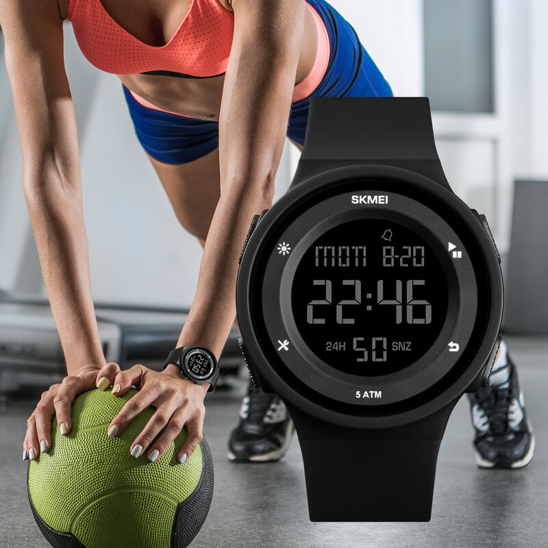 SKMEI-relojes deportivos para mujer, pulsera Digital LED, resistente al agua, de silicona, Masculino