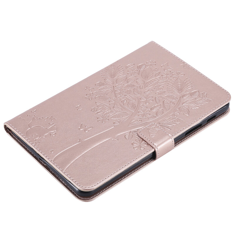 Mignon arbre à chat en relief en cuir portefeuille magnétique Flip housse étui tablette sac peaux Coque Funda pour Samsung Galaxy Tab A 8.0 SM-T387
