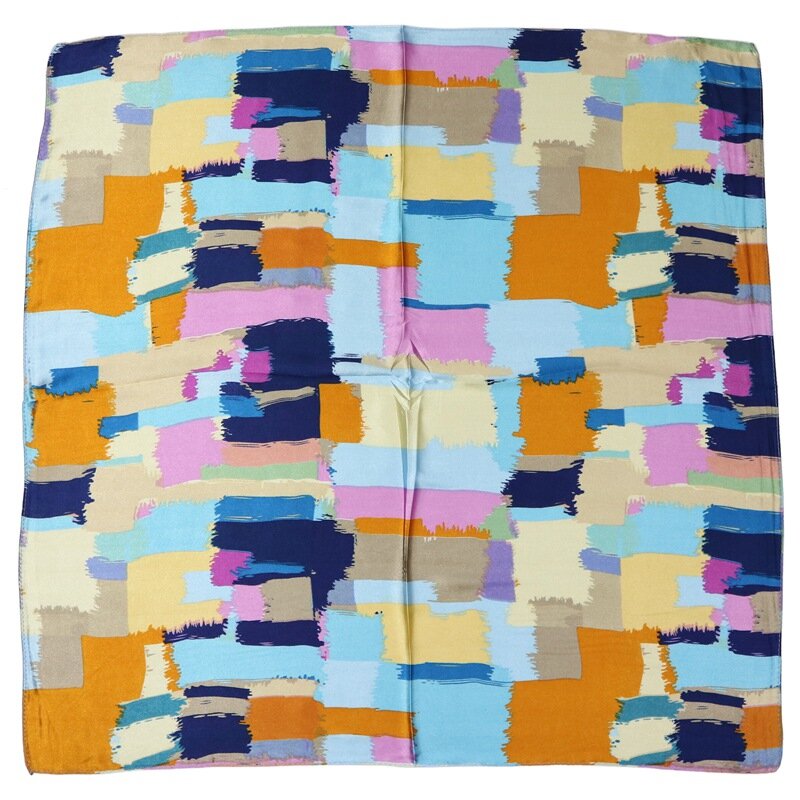 Bufanda cuadrada de seda para mujer, pañuelo de diseño geométrico de retales, 2019 seda + 40% poliéster, novedad, primavera y otoño, 60%