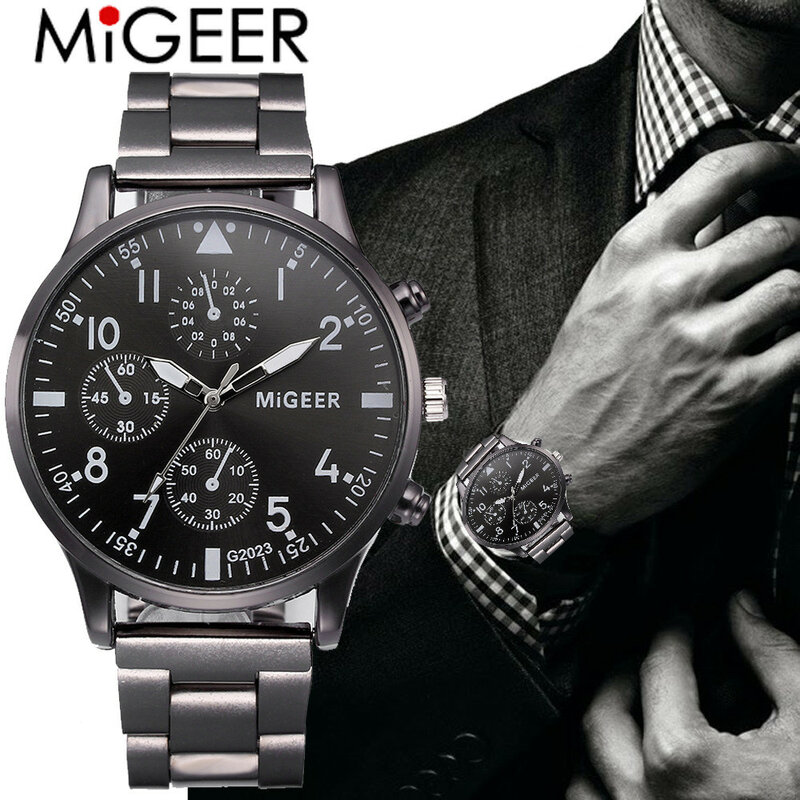 Watch Men Fashion 2019 Crystal Stainless Steel Analog Quartz Wrist Watch Bracelet Relogios Masculino erkek kol saati zegarek S7