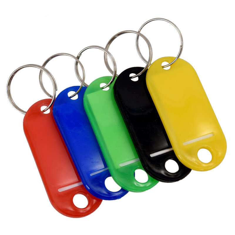 50 Pcs พลาสติก Key Keychain ID ป้ายชื่อป้ายชื่อแยกแหวน Office School Supply สำหรับกระเป๋าเดินทาง