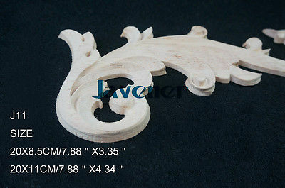 J11- 20x8.5x1cm Wood Carved Corner Onlay Applique Unpainted Frame Door Decal Working carpenter Flower