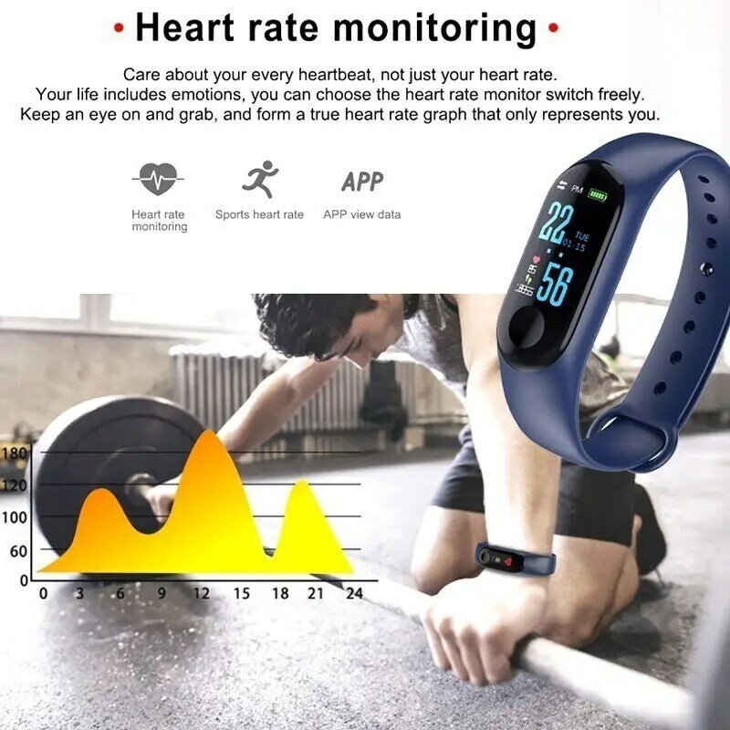 سوار ذكي شاشة ملونة معلومات معدل ضربات القلب عداد الخطى مراقب معدل ضربات القلب الرياضة
