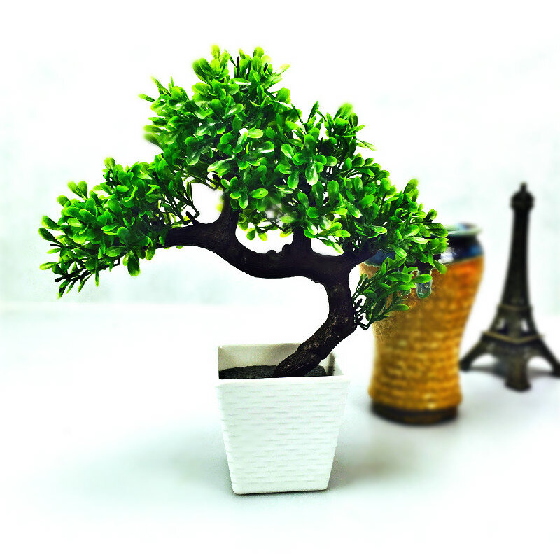 Arbre bonsaï artificiel, plante de bienvenue, fausse fleur verte, Simulation de pins, pot de fleurs, vase, décoration de maison pour mariage
