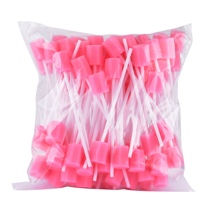 100pcs/Set Disposable Oral Swabsticks Unflavored Oral Care Sponge Swabs Foam Sputum Sponge Stick for Oral Medical Use