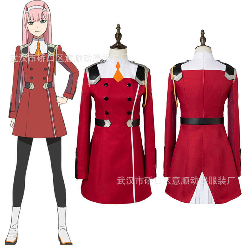 Costume de Cosplay Zero Two DARLING in the FRANXX pour femmes, ensemble complet, perruques, couvre-chef, 02