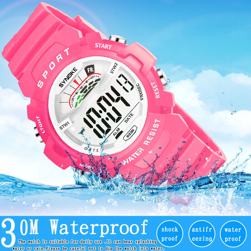 SYNOKE Uhren Kinder Sport Uhr Wasserdichte Schock LED Alarm Elektronische Uhr Junge Mädchen Digital Uhren Für Kinder uhren Geschenk