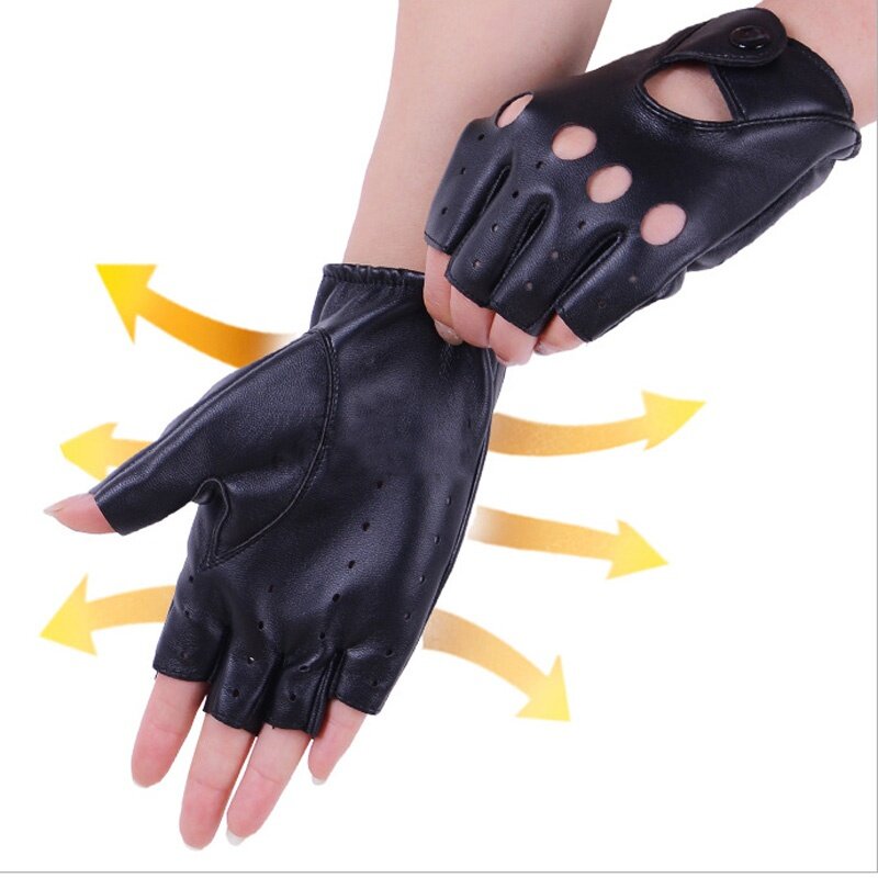 Longkeeper – gants demi-doigt en cuir PU pour femmes, blancs, noirs, gants de conduite sans doigts