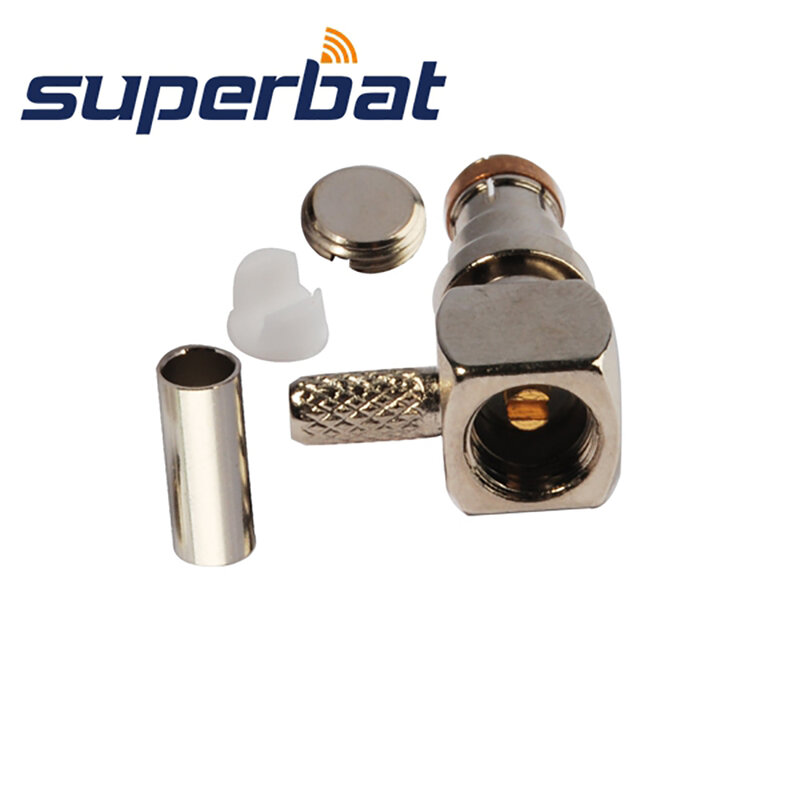 Superbat 10 шт. SMB штекер прямоугольный обжимной соединитель RF коаксиальный разъем для кабеля RG174,RG316,LMR100