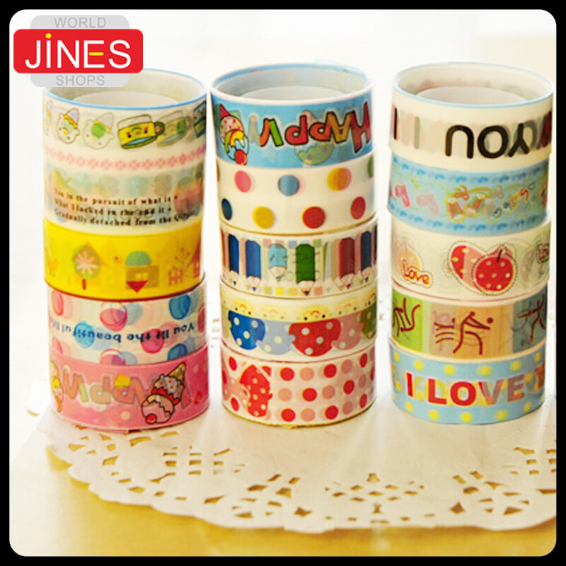 New Fashion 30pcs/lot  Stationery Small Cartoon Tape Colorful Adhesive Tape Office School Supplies Student Prizes Papelaria