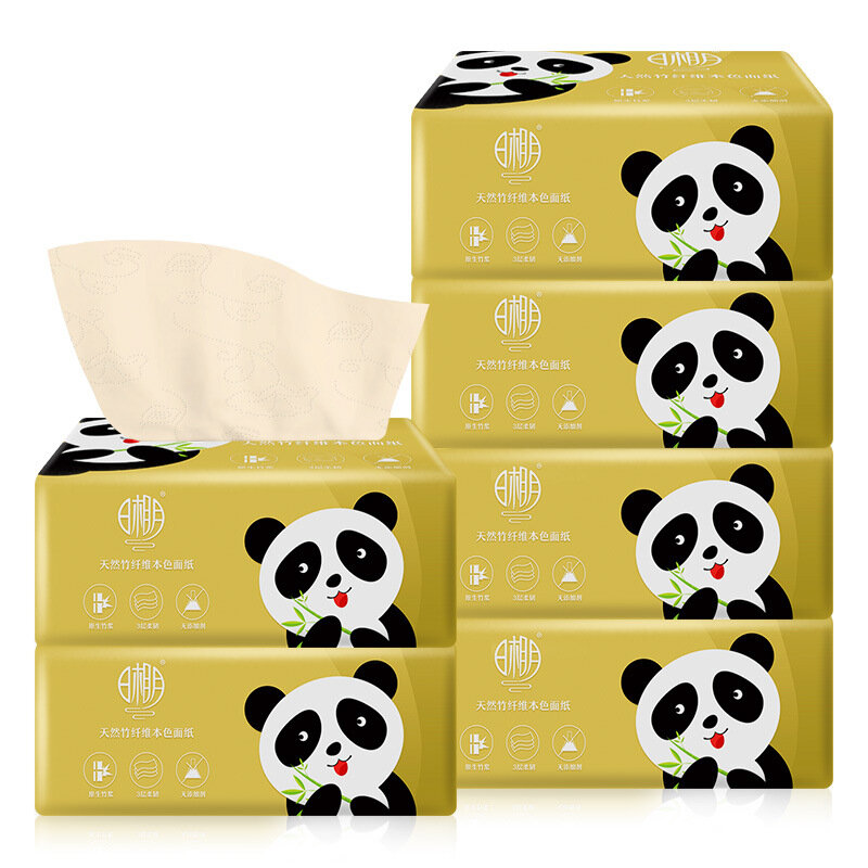 6 paquetes/set servilletas de dibujo de papel de color Natural con Sun Moon puro 3 capas de pulpa de bambú tejido facial