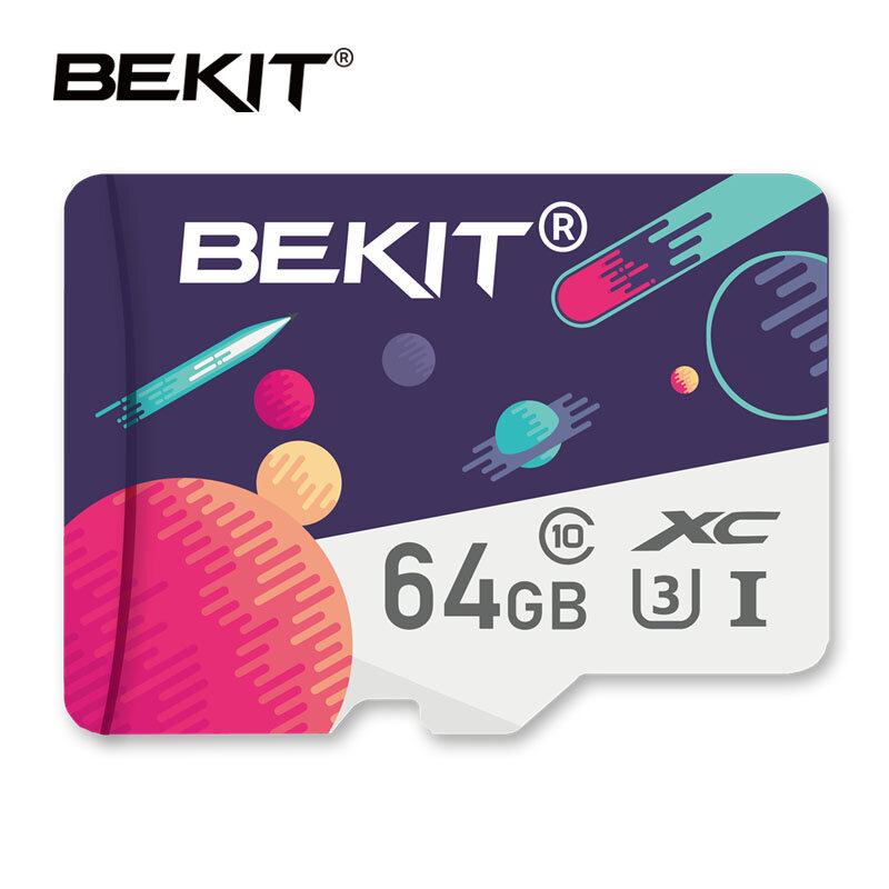 Bekit หน่วยความจำ MiniSD Card 32GB 64GB 128GB 256GB 16GB 8GB TF/SD แฟลชการ์ด SDXC SDHC Class 10 U1/U3แฟลชไดร์ฟการ์ดความจำ