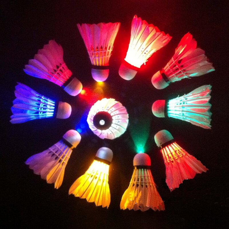 조명 배드민턴 셔틀콕 어두운 밤 다채로운 LED 조명 스포츠 배드민턴 공 액세서리 라이트 스팟 셔틀 수탉