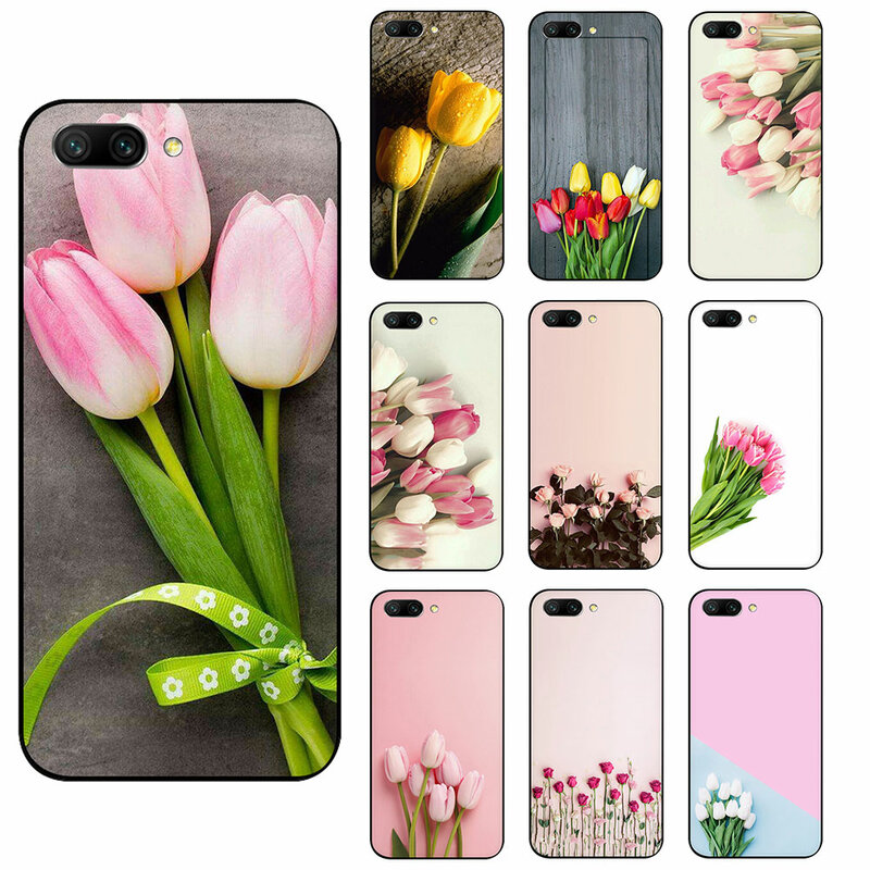 Tulipa flores TPU Caixa Do Telefone para Huawei Honra 6A 7X 8A 8X 8C 9X 8 9 10 Lite 20 30 V30 Pró Nota 10 Vista 20