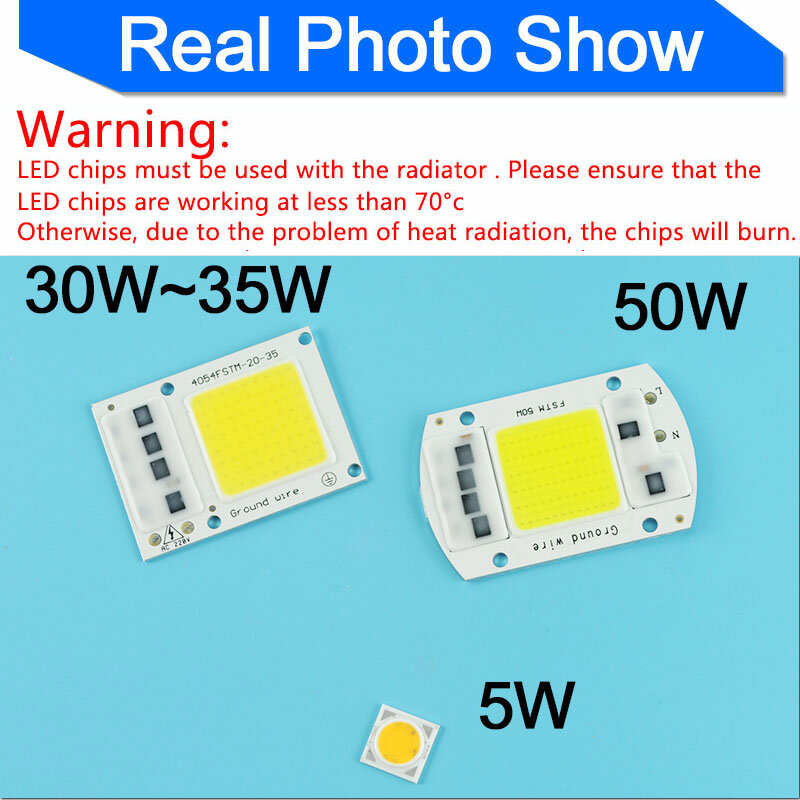 DIY 220V Integrated Smart IC COB Chip Lamp 5W 10W 20W 30W 50W For Outdoor FloodLight Spotlight Cold White/Warm White