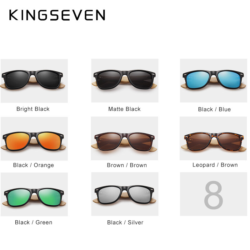 대나무 선글라스 남성과 여성 올인원 KINGSEVEN 디자인 태양 안경 편광 빈티지 여행 안경 미러 렌즈