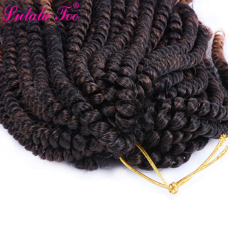 Fluffy Spring Twist Hair Extensions Ombre Crochet Braids Brown Burgundy Kinky Curly Twists Synthetic Braiding Hair 8'' 110g