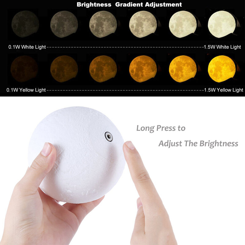 3D Print światło księżyca Home Decor Kid dziecko prezent nowość LED Lunar lampka nocna lampa księżycowa 16 pilot do zmiany kolorów sypialnia