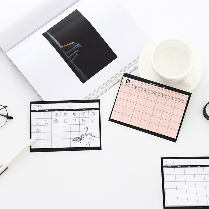 Kreatywny prosty harmonogram pulpitu zdzieralny Plan miesięczny zeszyt wydajność pracy podsumowanie Plan notatnik