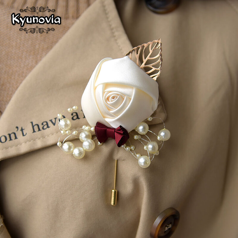 Kyunovia-ramillete para boda, broche de flores para boda, novio, boda, ojal, flores, Boutonniere FE89