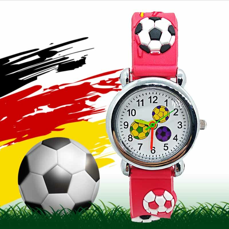 3D 漫画サッカー世界テーマ子供たちは子供の子供ガールズボーイズ学生時計子供クォーツ腕時計レロジオ Kol Saati