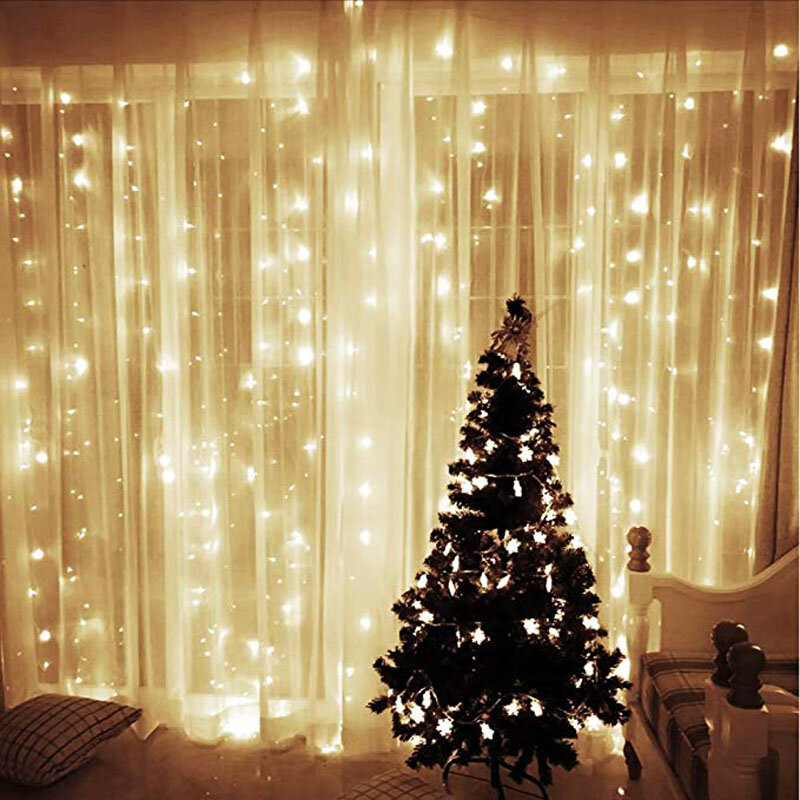 6x3m 3x3m Led carámbano de cortina guirnalda de luces 300Led 600Leds centelleante estrella cuentas boda Navidad Año nuevo jardín Patio decoración de pared
