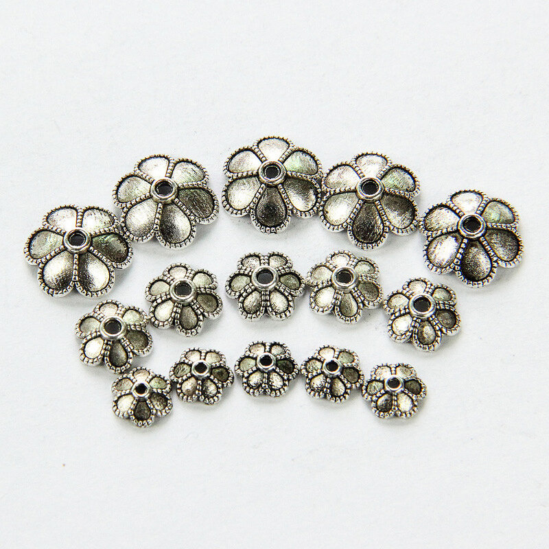 Espaçadores de estrela e flor de prata, 6/8/11mm, em liga de zinco, para artesanato, componentes de joias, acessórios para pulseira 845