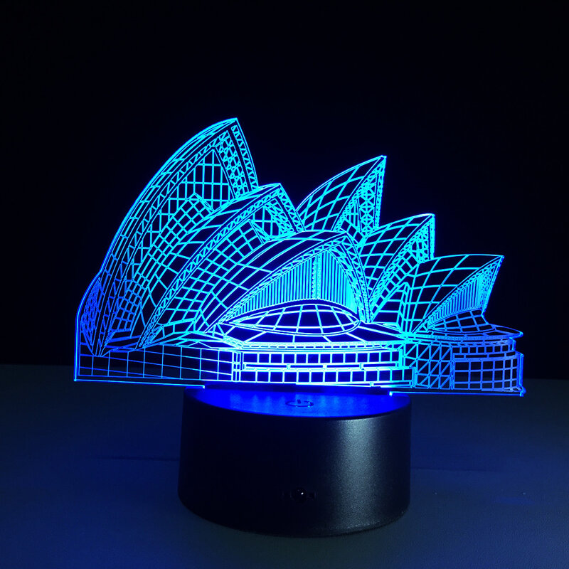 Сиднейский опера дом модель 7 цветов Изменение LED 3D ночник Luminarias Touch Rempte 3D настольная лампа настроения для домашнего декора