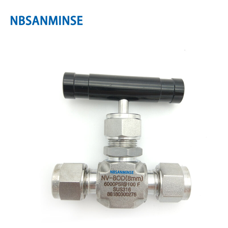 NBSANMINSE – Mini vanne à aiguille en acier inoxydable, 6000 Psi, pour Tube, Tube d'extrémité, eau de l'air, laboratoire, nettoyage des aliments, environnement