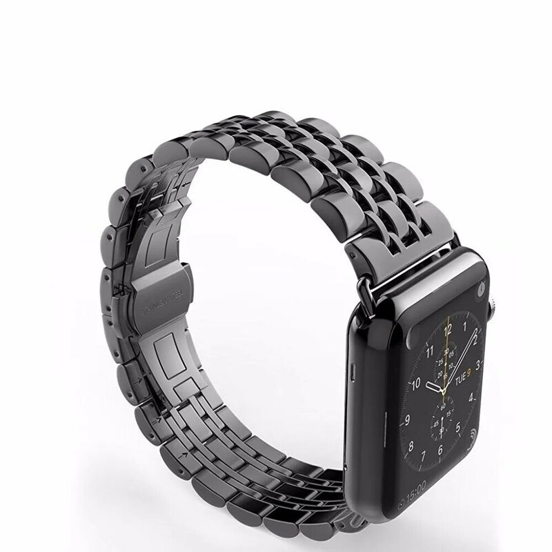 Link Bracelet strap for apple watch band 44 mm 38mm iwatch band 42mm 40mm butterfly buckle watchband for apple watch 5 4/3 belt
