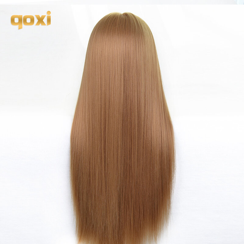 Qoxi-cabezas de maniquí con pelo de 65cm para trenzado, cabeza de maniquí para peluquería, práctica de peinado