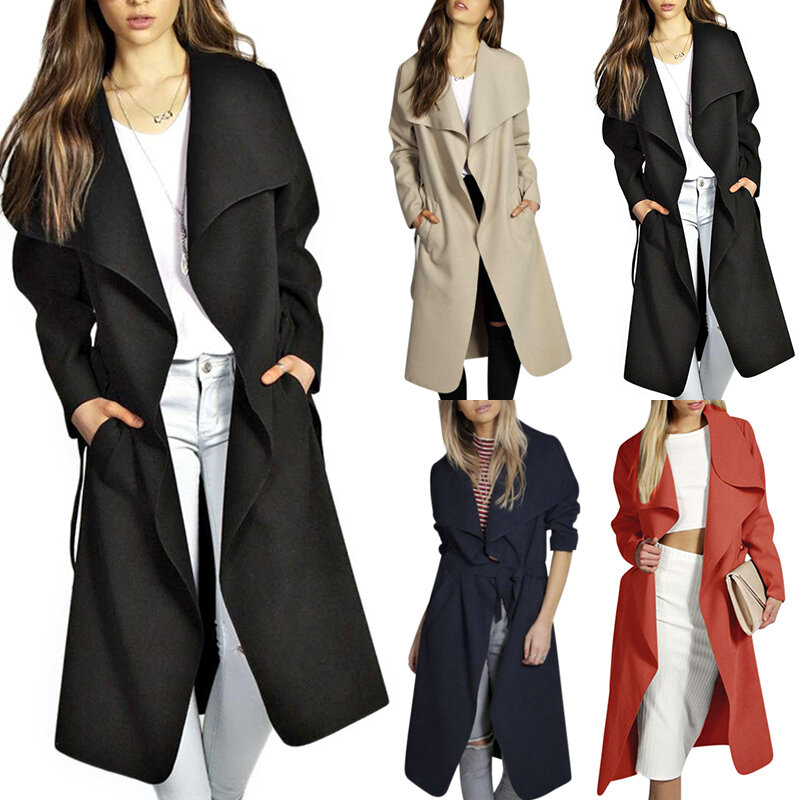 Осенне-зимнее женское пальто с длинным рукавом, женская повседневная верхняя одежда, куртка, пальто, новинка