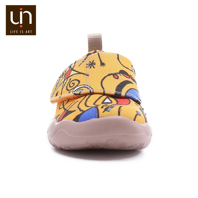 UIN Sunset pájaro diseño pintado poco zapatos de lona de los niños fácil gancho y bucle zapatillas de deporte para niños/niñas pisos de moda