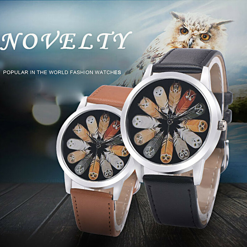 Montre-bracelet en cuir pour femmes, marque de luxe, mode hibou, horloge bayan kol saati reloj mujer * A