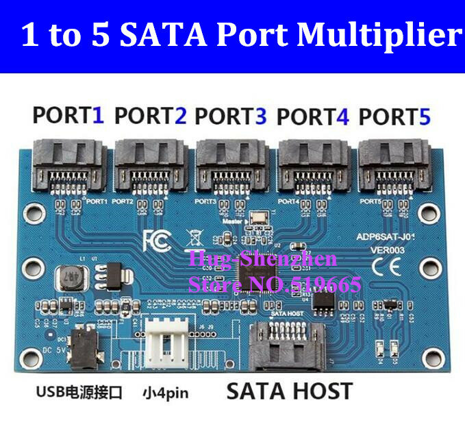 Tarjeta adaptadora SATA 1 A SATAII/SATA2 5 puertos multiplicador convertidor Riser SATA 3,0 tarjeta adaptadora JMB321 Chip