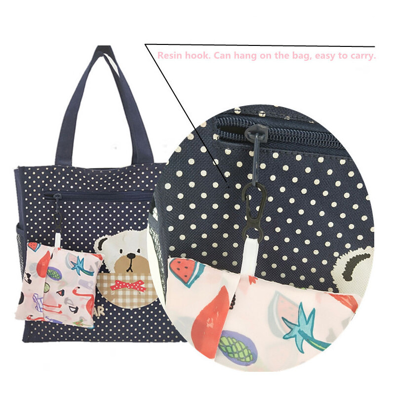 Bolsa reutilizável feminina, bolsa de mão portátil de flor, flamingo, dobrável, grande capacidade, para compras