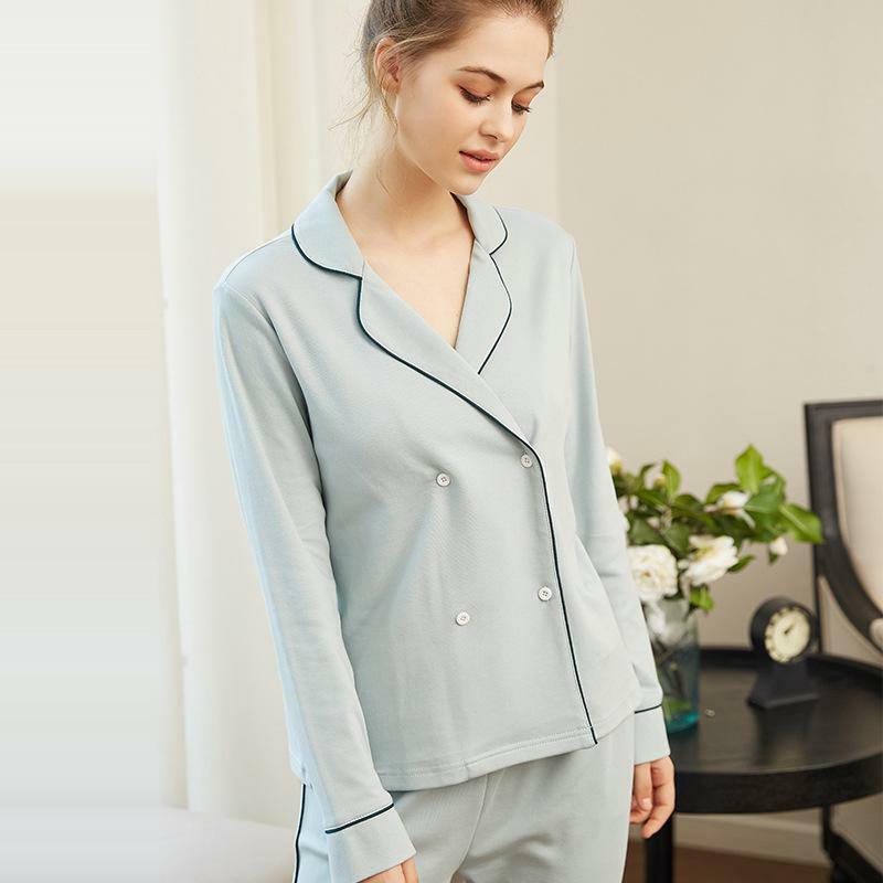 Conjunto feminino pijama manga comprida algodão, roupa de dormir feminina sexy
