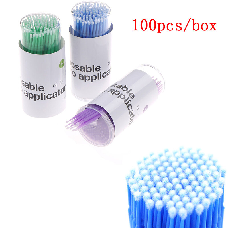 100 unids/lote de 3 colores, Micro extensión de pestañas desechable, herramienta de maquillaje para eliminar pestañas individuales, hisopo