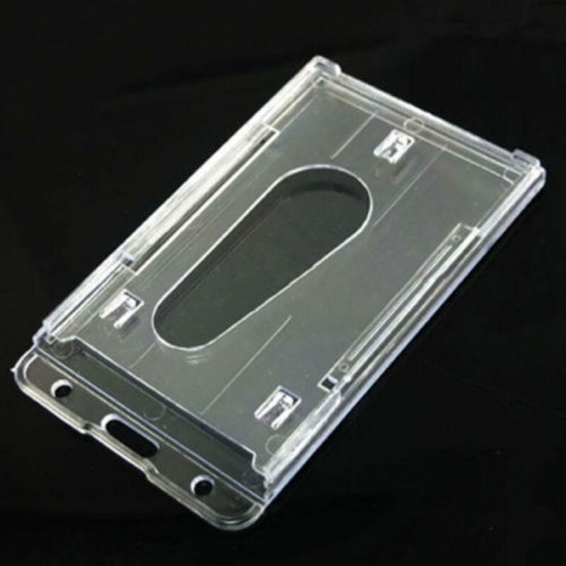 1pc Useful Design Double Card Acrylic Plastic ID Badge Card Holder Card Case Business Case High Quality