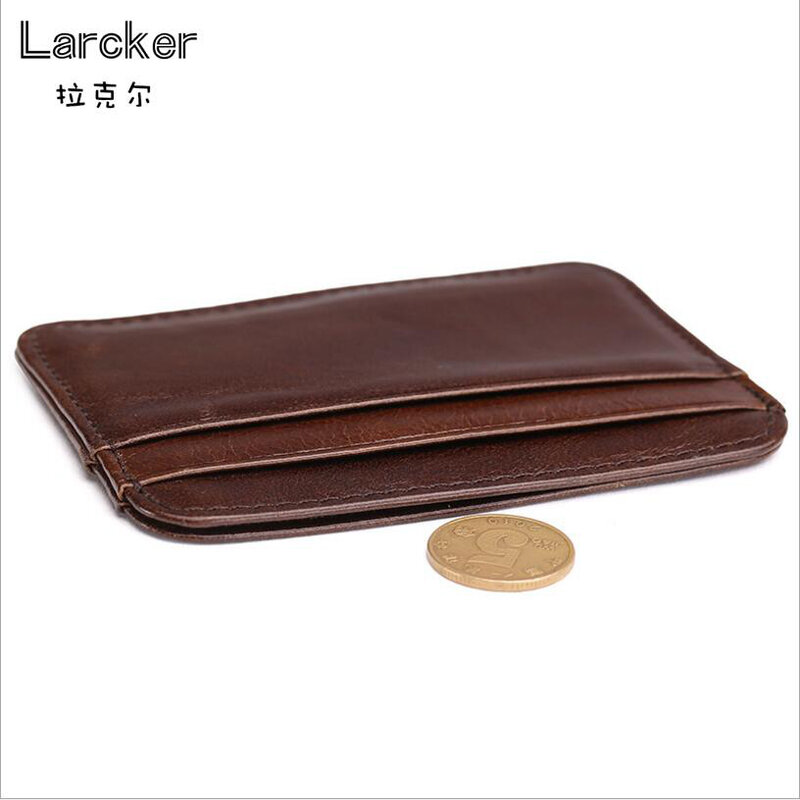 Carteira masculina multis de couro legítimo, carteira vintage para homens com bolsos para cartões espessura lateral e uso diário