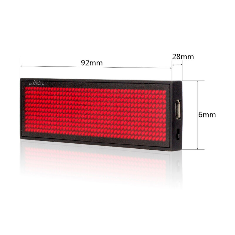 علامة اسم LED مع مغناطيس ودبوس أحمر ، علامة رسالة قابلة لإعادة الشحن 44 × 11 نقطة ، جديد لعام 2018