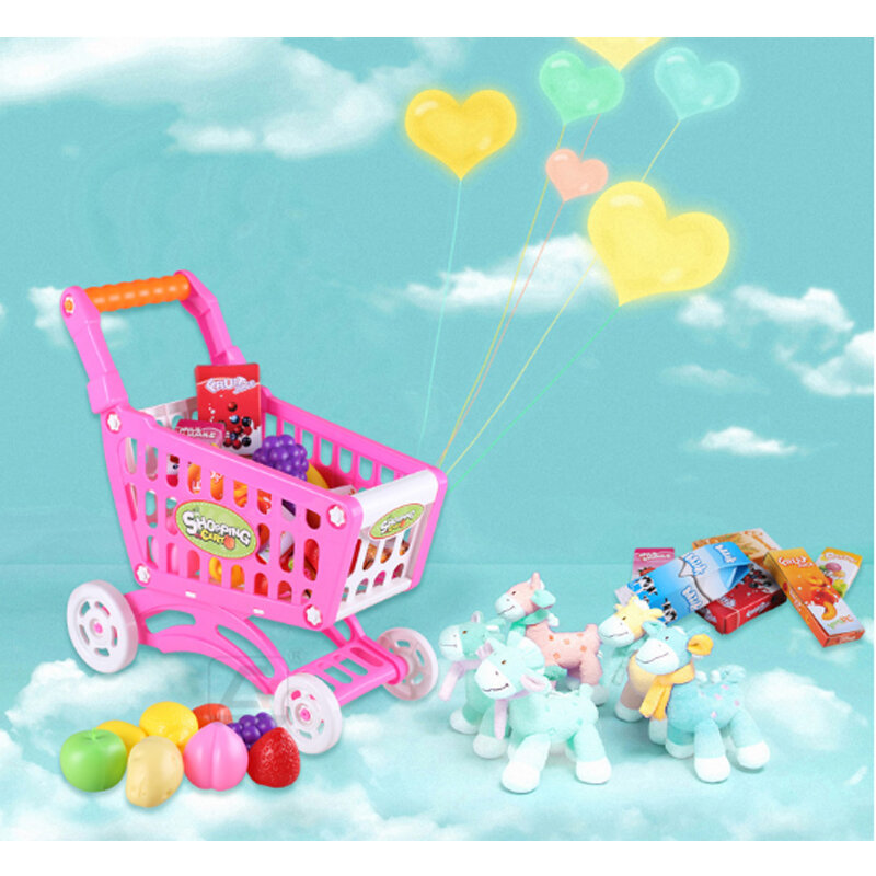 Giocattoli per bambini divertente casa da gioco carrello della spesa simulazione supermercato verdura frutta ragazza bambino Hobby Mini carrello regalo di natale