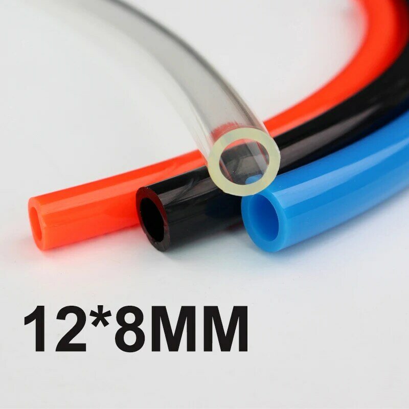 Tubo de ar pneumático de plástico flexível, 1m, várias cores, vermelho, azul, preto, transparente, 12*8mm