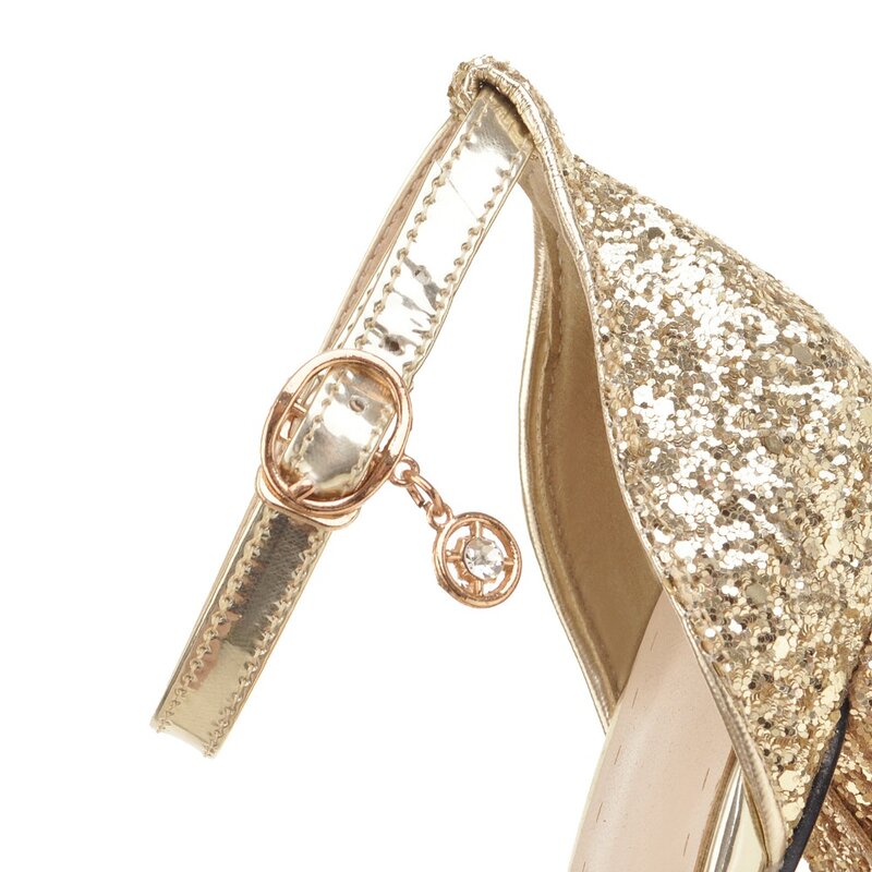 Women Sandals High Heel Pu Square Toe Buckle Summer New Sexy Fashion Casual Dress golden silver
