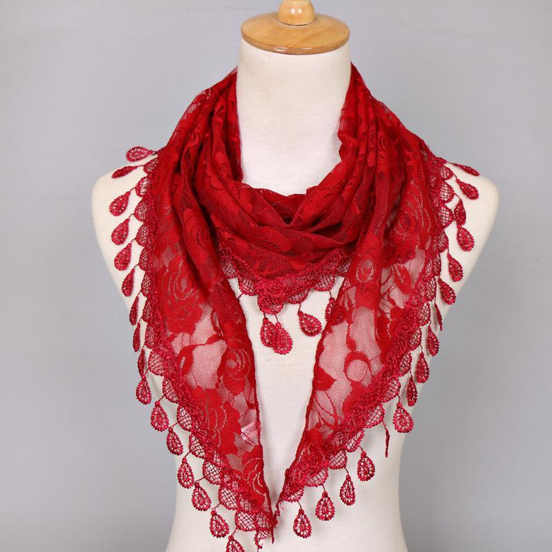 Verano bufanda de encaje flexible de las mujeres triángulo bandage floral bufanda chal boda regalo de bufanda de marca de lujo de diseño