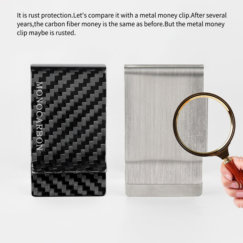 Monofilamento minimalista genuino de fibra de carbono Clips de dinero billeteras abrazadera de tarjeta de fibra de aramida