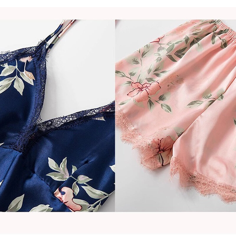 Conjunto de pijama de satén con encaje para mujer, ropa de dormir informal con pantalones, Kimono, bata de verano
