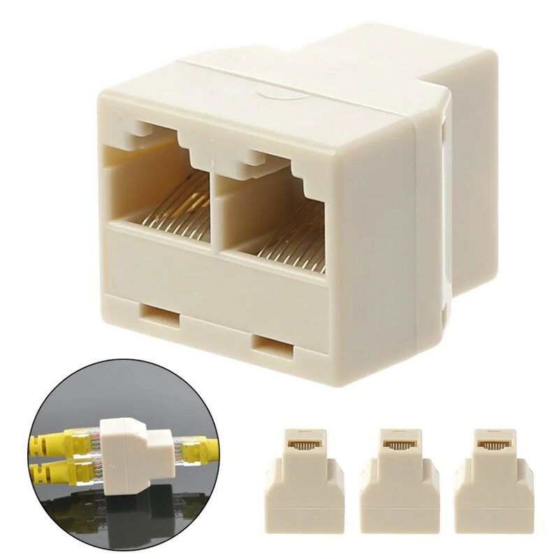 3Pcs/set 1 To 2 Way LAN Ethernet Network Cable RJ45 Female Splitter Connector Adapter for Computer White High Quality