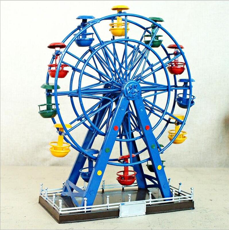 Color Vintage Metal Ferris Wheel Model Rotating Dream Reminiscence Ferris Wheel Home Desktop Decoration Ornaments Kids Gifts