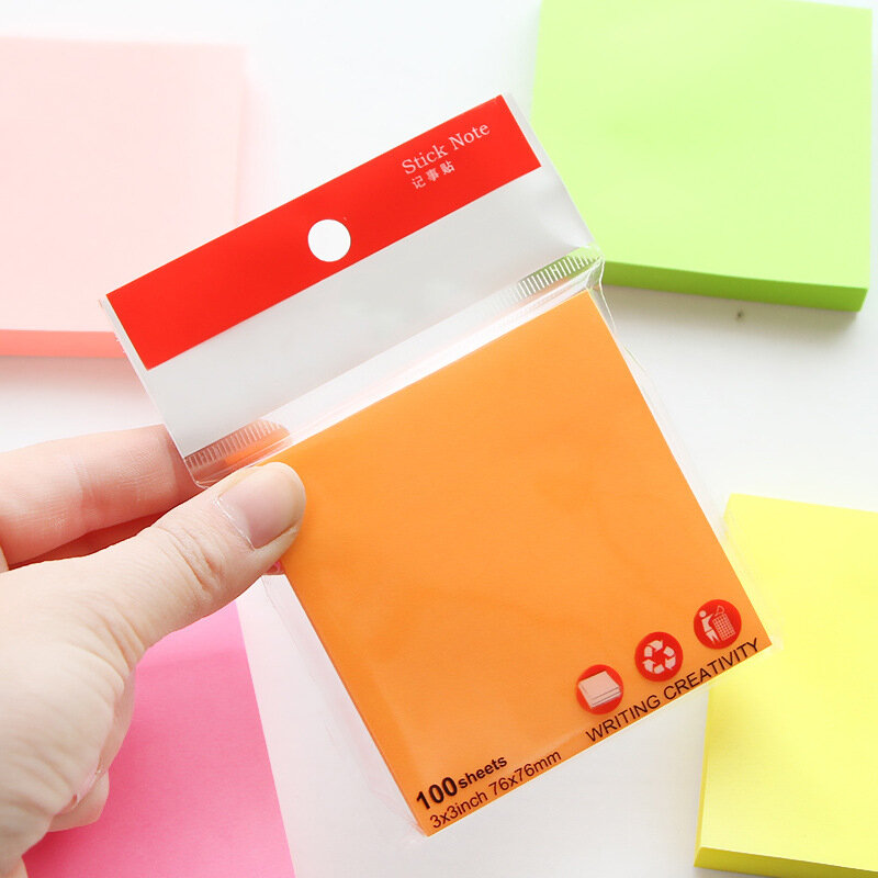 100 folhas de papel adesivo colorido sticky note mini, adesivo portátil papelaria suprimentos de escritório fmpedras